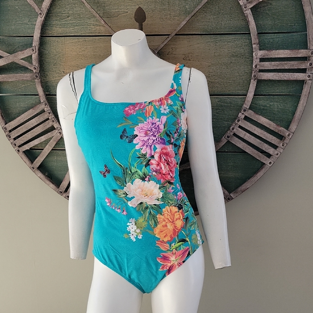 Johnny Was  Peacock Goza Tank One Piece Swimsuit